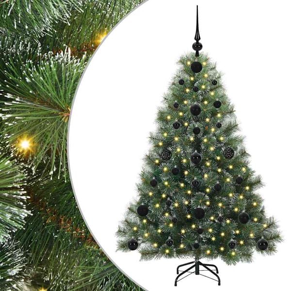 vidaXL K&uuml;nstlicher Weihnachtsbaum mit 150 LEDs Gr&uuml;n 120 cm PE und PVC