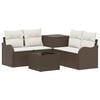 vidaXL Sofa Set 6 stk. Braun und Creme Wei&szlig; Polyrattan und Stahl