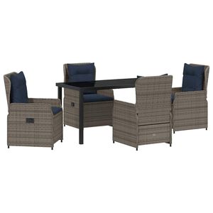 vidaXL Garten Essgruppe 5 pcs Grau Poly Rattan