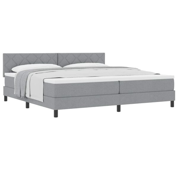 vidaXL Boxspringbett mit Matratze Hellgrau 200 x 200 cm Stoff