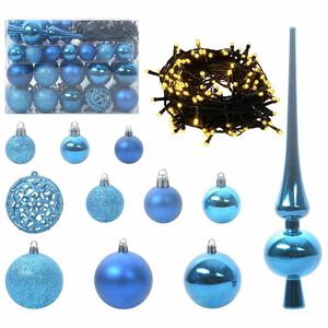 vidaXL Weihnachtskugel-Set 61 stk. 150 LEDs Warmes Wei&szlig; &Oslash; 6 cm