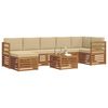 vidaXL Ecksofa Set mit Kissen 8 pcs Natur und Beige Massivholz Akazie