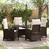 vidaXL Garten Essgruppe mit Kissen 5 pcs Braun Poly-Rattan
