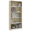 vidaXL B&uuml;cherregal 5 F&auml;cher Wei&szlig; Sonoma-Eiche 80x24x175 Holzwerkstoff