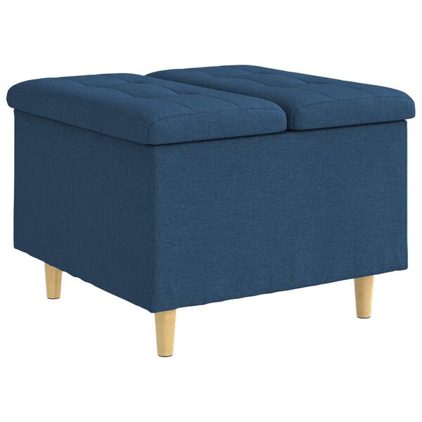 vidaXL Knopf Hocker mit Kissen Blau 60 x 60 x 45 cm Stoff
