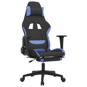 vidaXL Gaming-Stuhl mit Massage & Fu&szlig;st&uuml;tze Schwarz und Blau Stoff