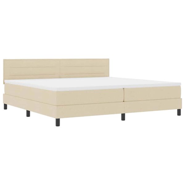 vidaXL Boxspringbett mit Matratze mit LED Creme 200 x 200 cm Stoff