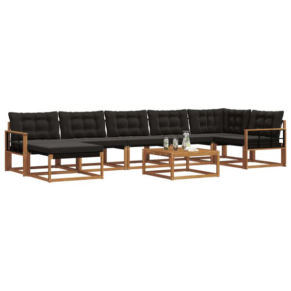 vidaXL Outdoor-Sofagarnitur mit Kissen 22 pcs Nat&uuml;rlich und Schwarz