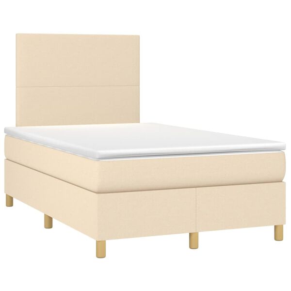 vidaXL Boxspringbett mit Matratze Creme 120x200 cm Stoff