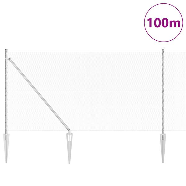 vidaXL Zaunpfosten Silber 100 x 1 m (13 mm Maschenweite) Stahl