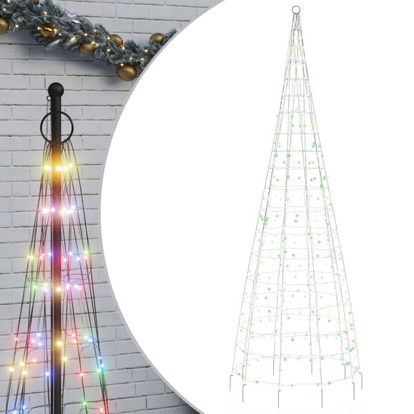 vidaXL LED-Weihnachtsbaum f&uuml;r Fahnenmast 550 LEDs Mehrfarbig 300 cm