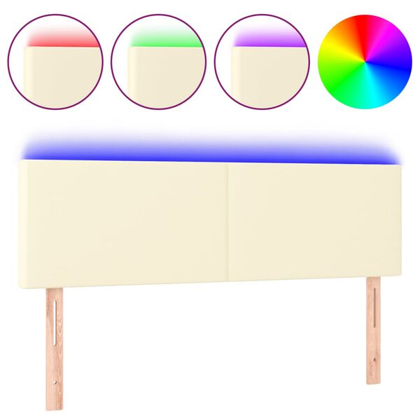 vidaXL LED Kopfteil Creme 144x5x78/88 cm Kunstleder