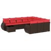 vidaXL 11-teiliges Gartensofa-Set mit Kissen, braun, Polyrattan