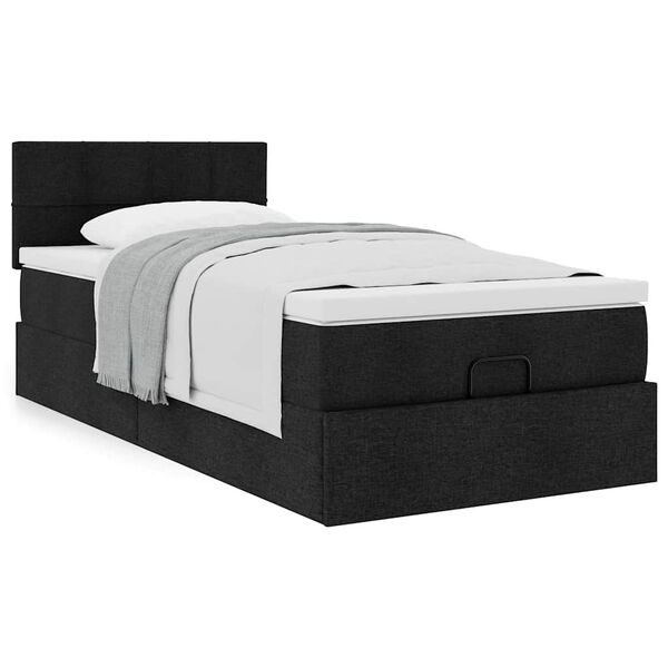 vidaXL Ottoman-Bett mit Matratze Schwarz 80x200 cm Stoff