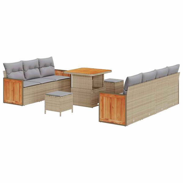 vidaXL Gartensofa-set mit Kissen 13 pcs Beige und Hellgrau Poly-Rattan