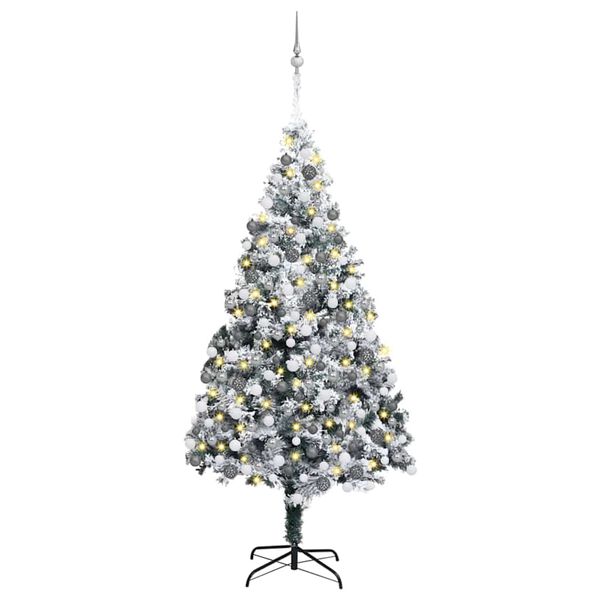 vidaXL K&uuml;nstlicher Weihnachtsbaum mit 300 LEDs mit St&auml;nder Wei&szlig; 180 cm