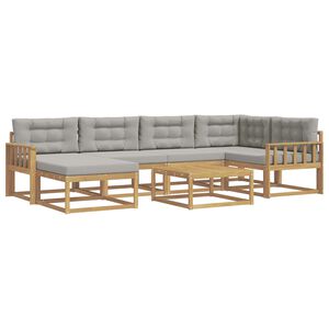 vidaXL Outdoor-Sofagarnitur 7 stk. Wei&szlig; und Hellgrau