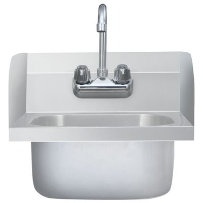 vidaXL Gastro-Handwaschbecken mit Wasserhahn Edelstahl