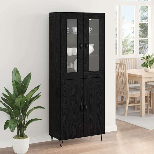 vidaXL Highboard Wei&szlig; und Schwarz Eiche 69,5 x 34 x 180 cm