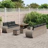 vidaXL Gartensofa-set mit Kissen mit Speicher 10 pcs Grau Poly-Rattan