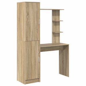 vidaXL Schreibtisch mit Regal mit Speicher mit T&uuml;r 2 Stk. Sonoma-Eiche