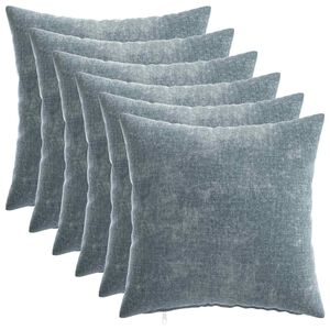 vidaXL Kissenbezug 6 stk. HEERLEN Himmelblau 30 x 30 cm Chenille-Stoff