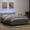vidaXL Boxspringbett mit Matratze & LED Hellgrau 140x210 cm Samt
