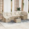 vidaXL Garten-Sofa-Set mit Kissen mit Speicher 8 pcs Beige Poly Rattan