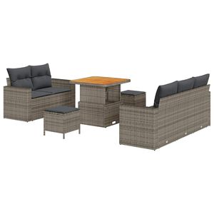 vidaXL Gartensofa-set mit Kissen 8 pcs Grau Poly-Rattan