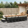 vidaXL 17-tlg. Garten-Essgruppe mit Kissen Schwarz Poly Rattan