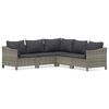 vidaXL 5-tlg. Garten-Lounge-Set mit Kissen Grau Poly Rattan