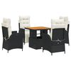 vidaXL 5-tlg. Garten-Essgruppe mit Kissen Schwarz Poly Rattan