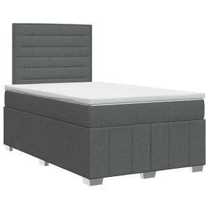vidaXL Boxspringbett mit Matratze Dunkelgrau 120 x 190 cm Stoff
