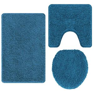 vidaXL Anti-Rutsch Badematten-Set 3 stk. Blau 50 x 80 cm PP