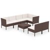 vidaXL 8-tlg. Garten-Lounge-Set mit Auflagen Poly Rattan Braun