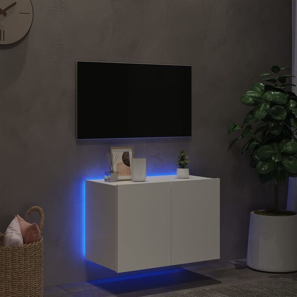 vidaXL TV-Wandschrank mit LED-Leuchten Wei&szlig; 60x35x41 cm