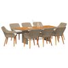 vidaXL Garten Essgruppe mit Kissen 9 pcs Beige Poly-Rattan