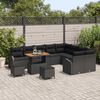 vidaXL Garten-Sofa-Set mit Kissen 12 pcs Schwarz Poly Rattan