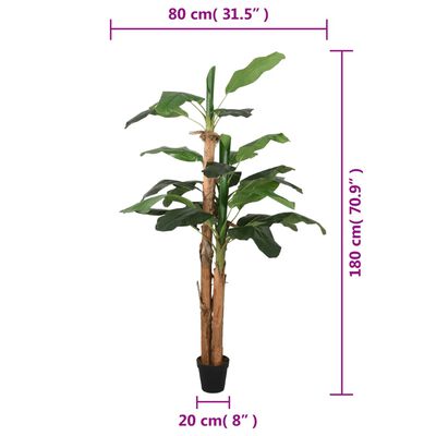vidaXL Bananenbaum Künstlich 19 Blätter 180 cm Grün