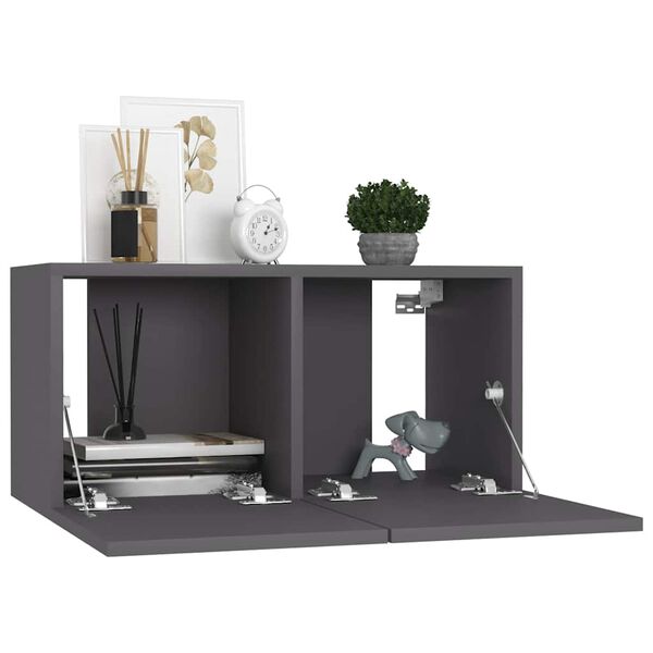 vidaXL 4-tlg. TV-Schrank-Set Grau Holzwerkstoff