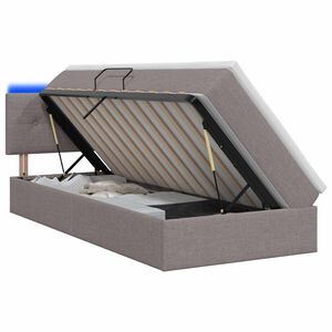 vidaXL LED-Speicherbett mit Matratze Taupe 90 x 200 cm Stoff