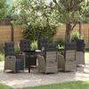 vidaXL Garten Essgruppe mit Kissen 7 pcs Grau Poly-Rattan