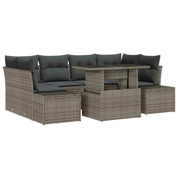 vidaXL Garten-Sofa-Set mit Kissen 7 pcs Grau