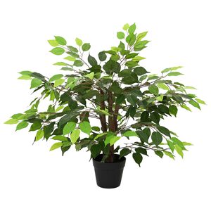 vidaXL K&uuml;nstliche Ficus-Pflanze Gr&uuml;n 73 x 16 x 60 cm Stoff und Holz
