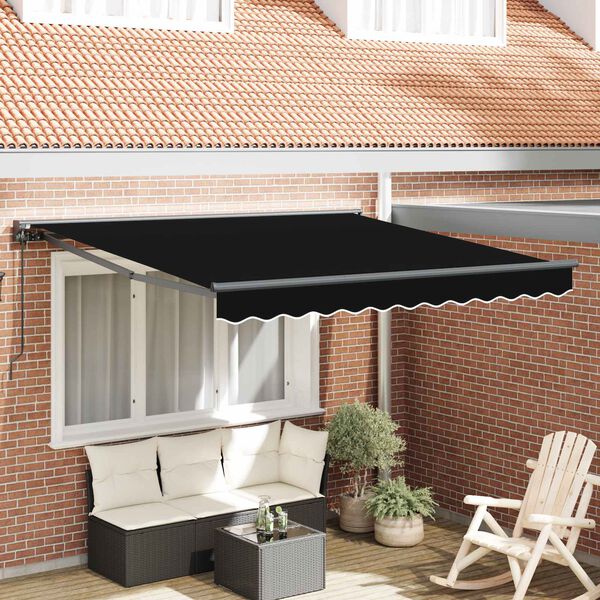 vidaXL Einziehbare Markise Schwarz 300 x 250 cm Aluminium und Stoff