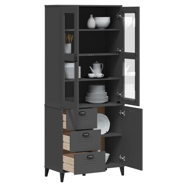 vidaXL Highboard VIKEN Anthrazit 80x40x190 cm Massivholz Kiefer