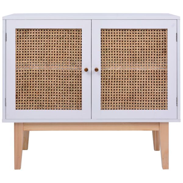 vidaXL Sideboard Wei&szlig; 88,5x40x80 cm MDF und Rattan