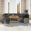 vidaXL Garten-Sofa-Set mit Kissen mit Speicher mit Kissen 9 pcs Grau