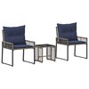 vidaXL Gartenm&ouml;bel Set 7 pcs Grau und Marineblau Poly-Rattan