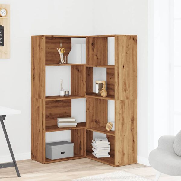 vidaXL Eck-B&uuml;cherregal 4 Etagen Artisan-Eiche 85x85x140 Holzwerkstoff